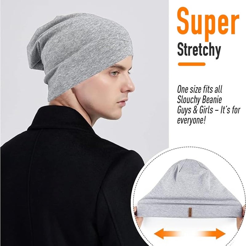HAMUNI Slouchy Beanie for Women Cotton Beanies Hats Men Lightweight Soft Chemo Headwear Warm Skull Cap for All Seasons - Image 3